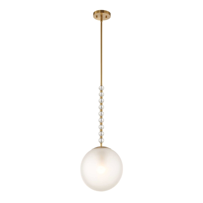 Uttermost Ripple 1 Light Frost Glass Pendant in Brass