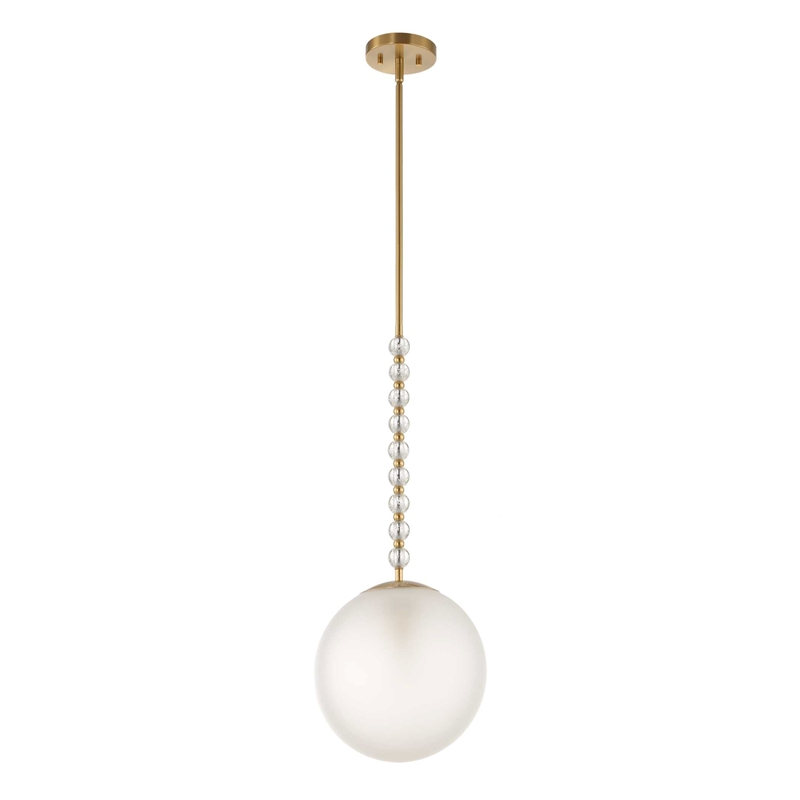 Uttermost Ripple 1 Light Frost Glass Pendant in Brass
