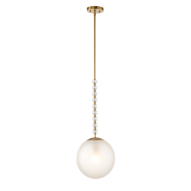 Uttermost Ripple 1 Light Frost Glass Pendant in Brass