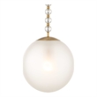Uttermost Ripple 1 Light Frost Glass Pendant in Brass