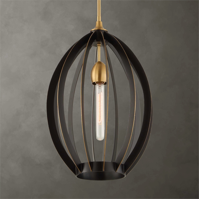 Uttermost Darby 1 Light Architectural Oval Pendant in Bronze