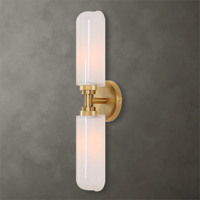 Uttermost Wellsville 2 Lt Brass Sconce in White