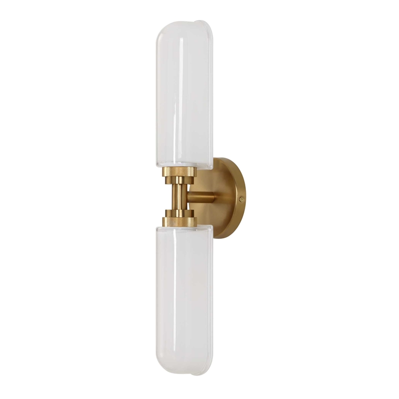 Uttermost Wellsville 2 Lt Brass Sconce in White