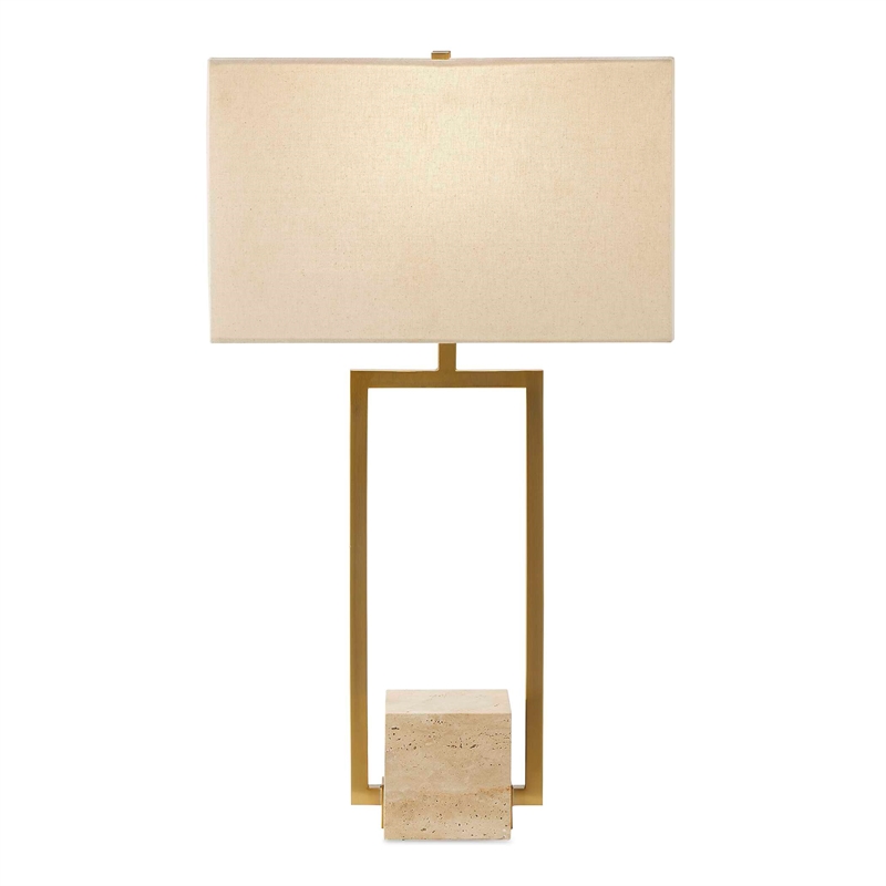 Uttermost Warrick Modern Travertine Table Lamp in Gold