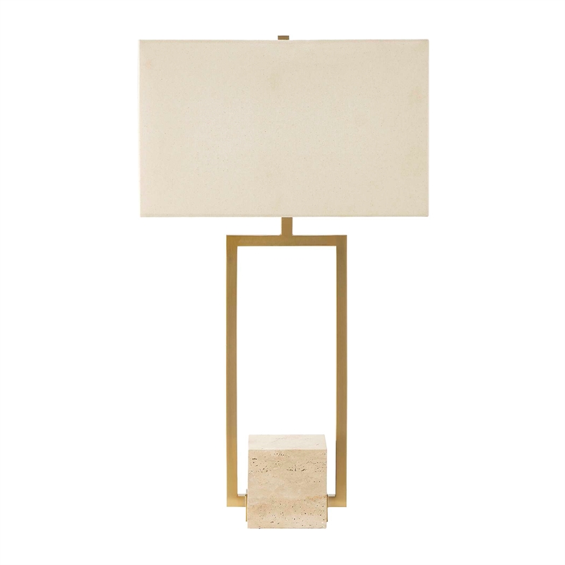 Uttermost Warrick Modern Travertine Table Lamp in Gold