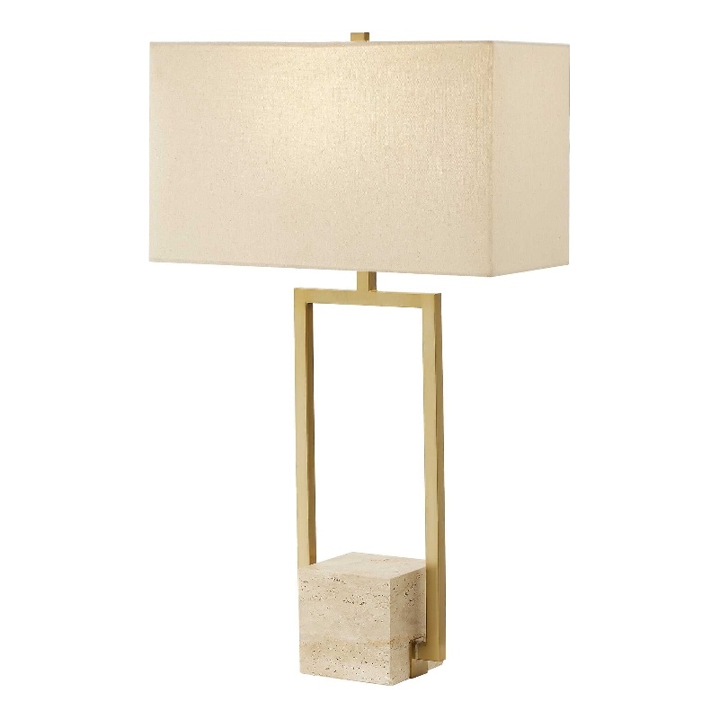 Uttermost Warrick Modern Travertine Table Lamp in Gold
