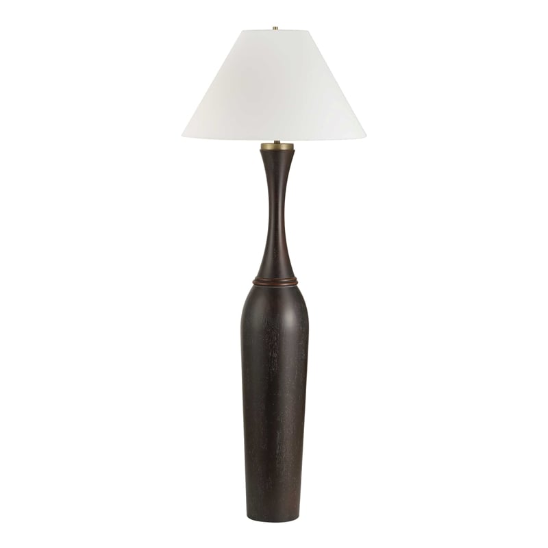 Uttermost Pravin Dark Wood Floor Lamp in Bronze