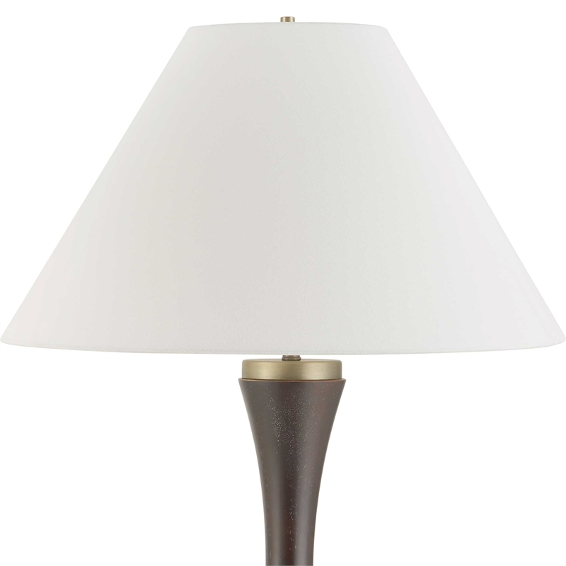 Uttermost Pravin Dark Wood Floor Lamp in Bronze