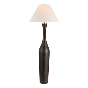 Uttermost Pravin Dark Wood Floor Lamp in Bronze