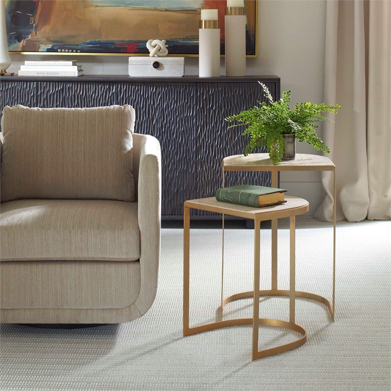 Uttermost Lindon Travertine Nesting Tables in Gold (Set of 2)