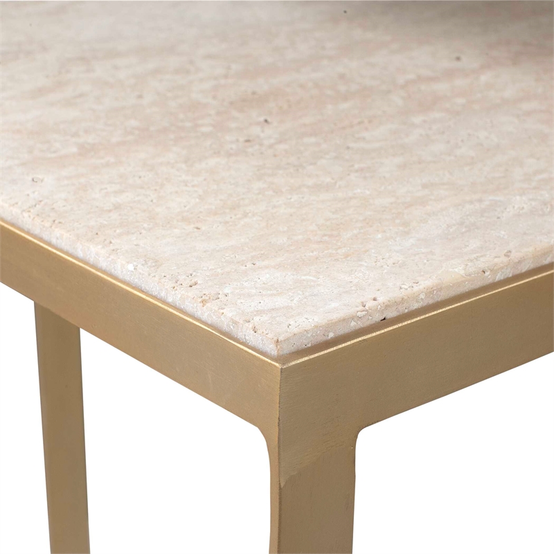Uttermost Lindon Travertine Nesting Tables in Gold (Set of 2)