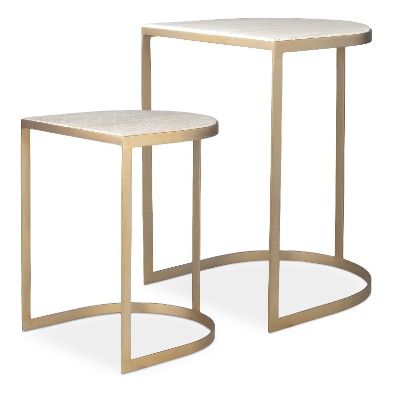 Uttermost Lindon Travertine Nesting Tables in Gold (Set of 2)