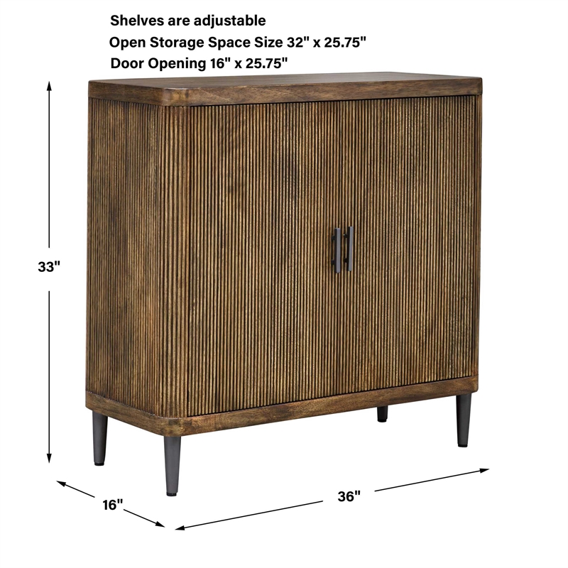 Uttermost Pinstripe Tambour 2 Door Cabinet in Walnut
