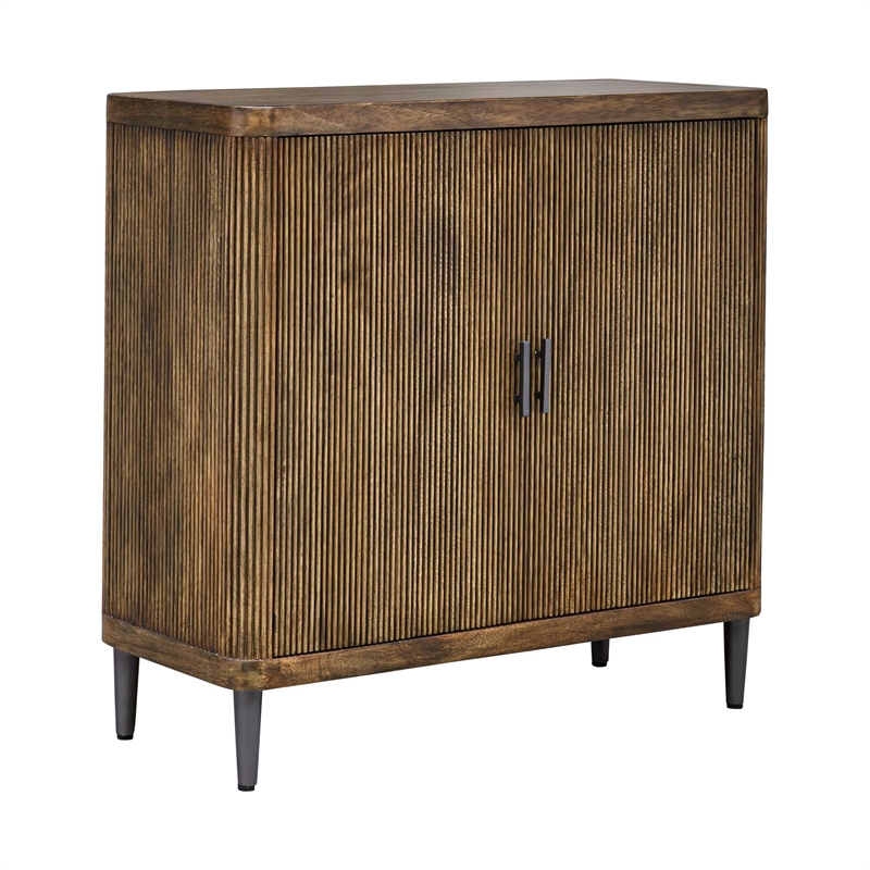 Uttermost Pinstripe Tambour 2 Door Cabinet in Walnut
