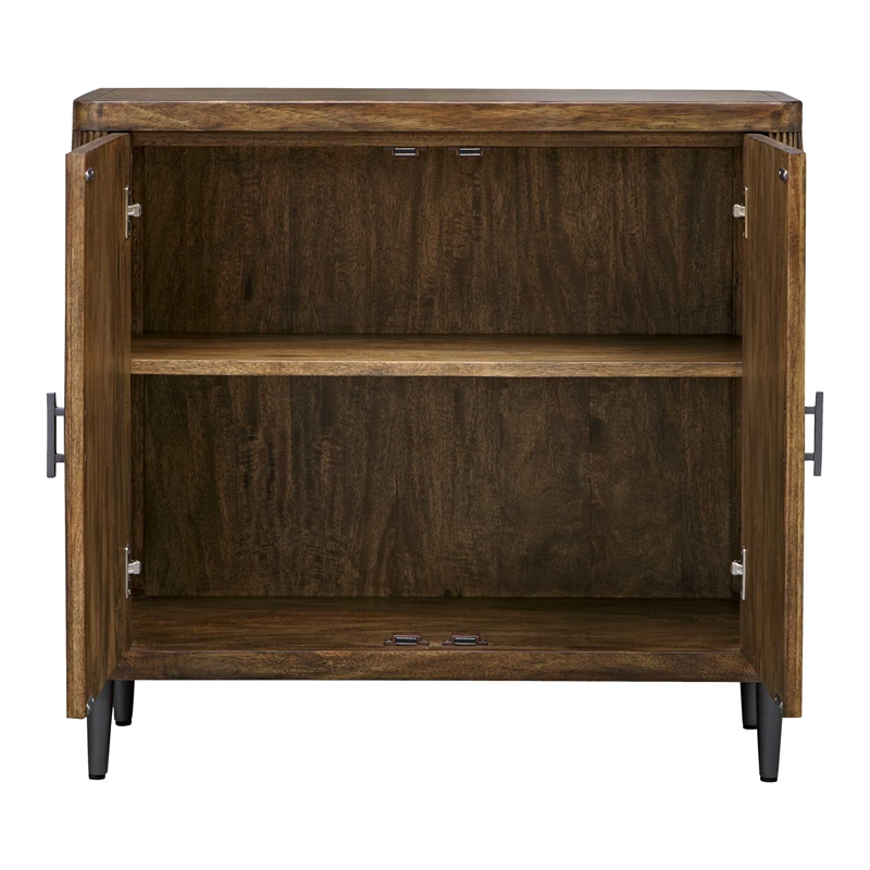 Uttermost Pinstripe Tambour 2 Door Cabinet in Walnut