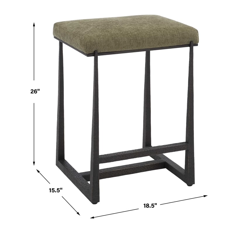 Uttermost Midas Bronze Counter Stool in Green