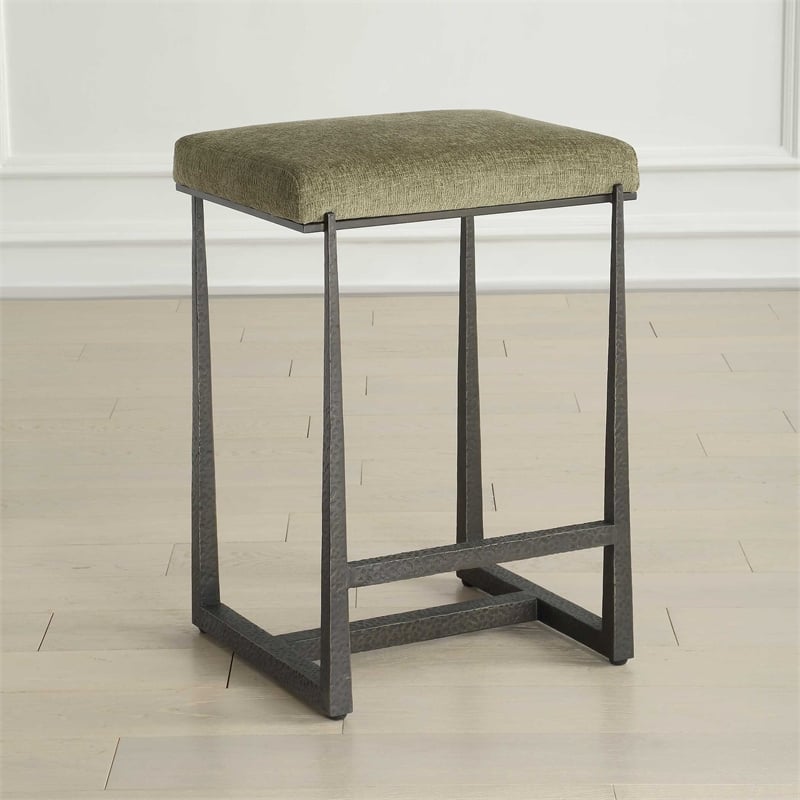 Uttermost Midas Bronze Counter Stool in Green