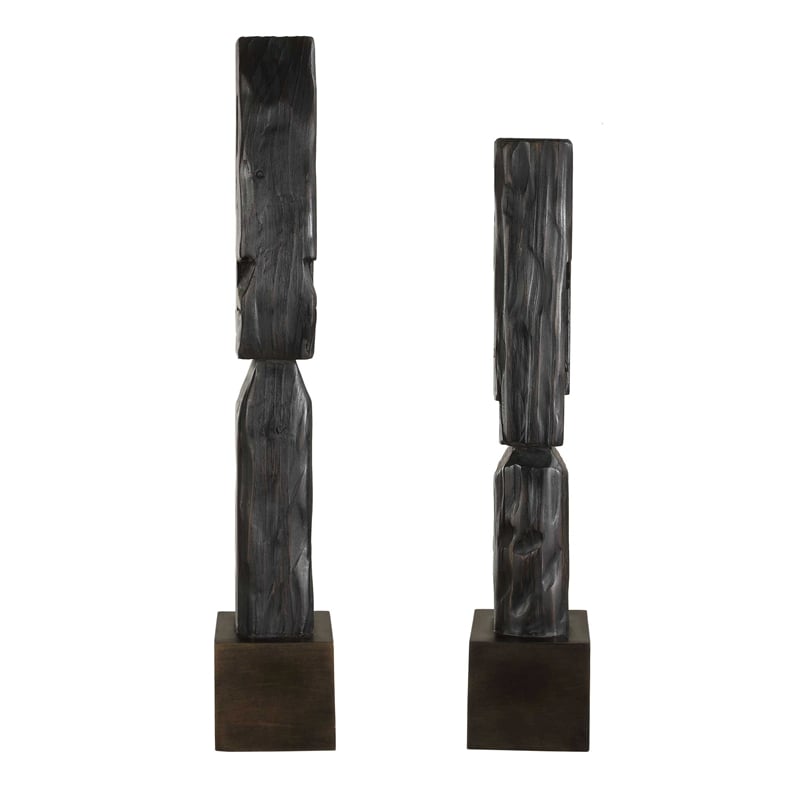 Uttermost Cipher Black Wood Totems in Black (Set of 2)