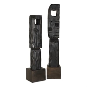 Uttermost Cipher Black Wood Totems in Black (Set of 2)
