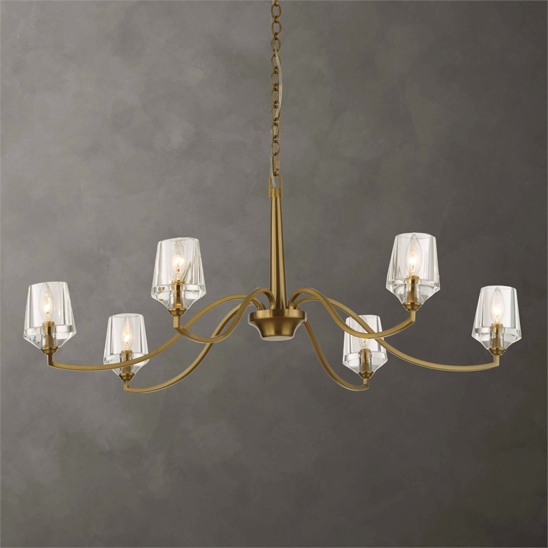 Uttermost Barcelona 6 Light Brass Chandelier in Brass
