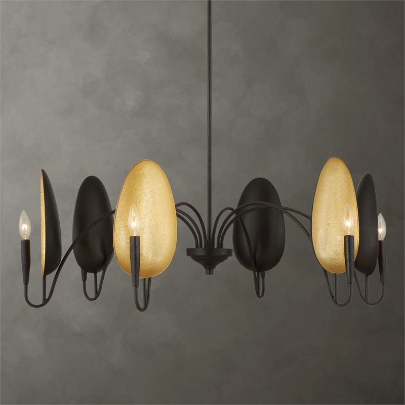 Uttermost Warwick 6 Light Matte Black Chandelier in Black