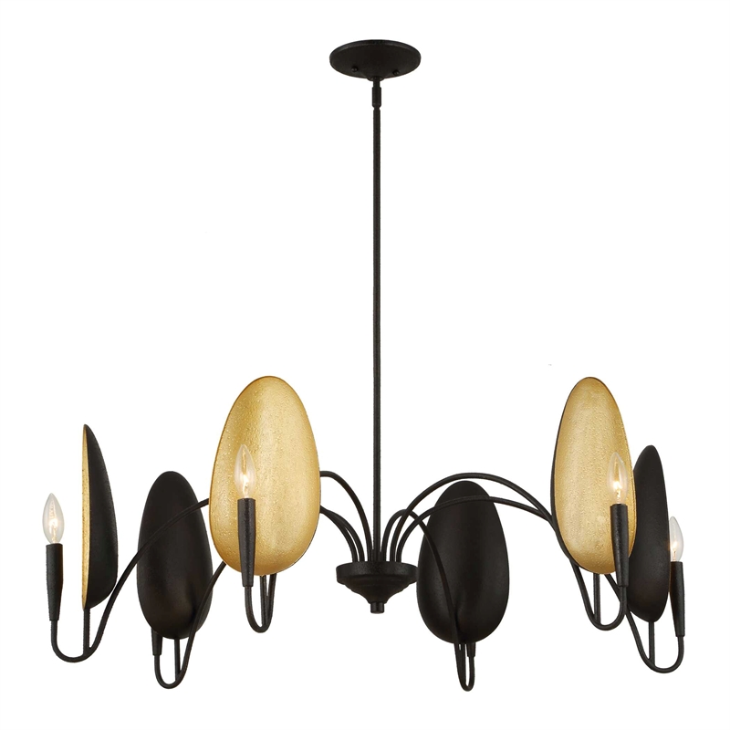 Uttermost Warwick 6 Light Matte Black Chandelier in Black
