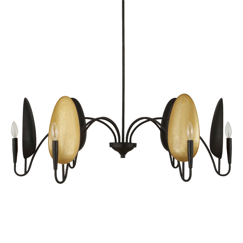 Uttermost Warwick 6 Light Matte Black Chandelier in Black