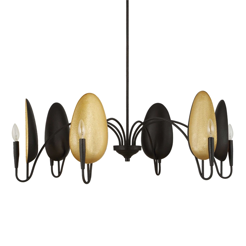 Uttermost Warwick 6 Light Matte Black Chandelier in Black
