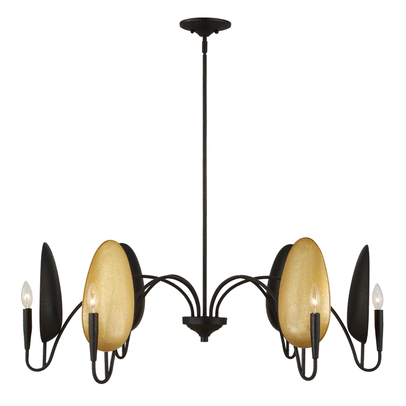 Uttermost Warwick 6 Light Matte Black Chandelier in Black