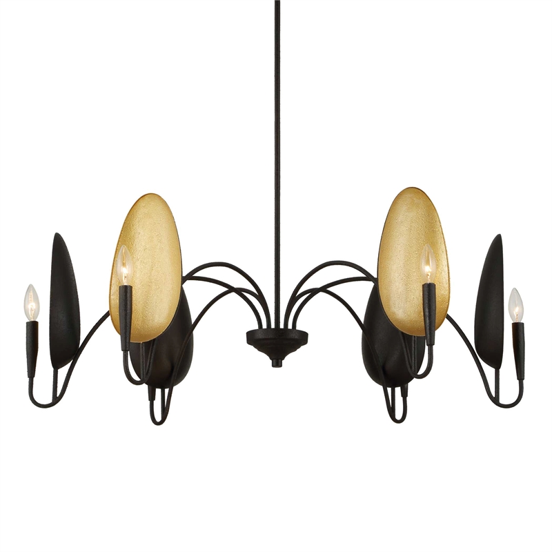 Uttermost Warwick 6 Light Matte Black Chandelier in Black