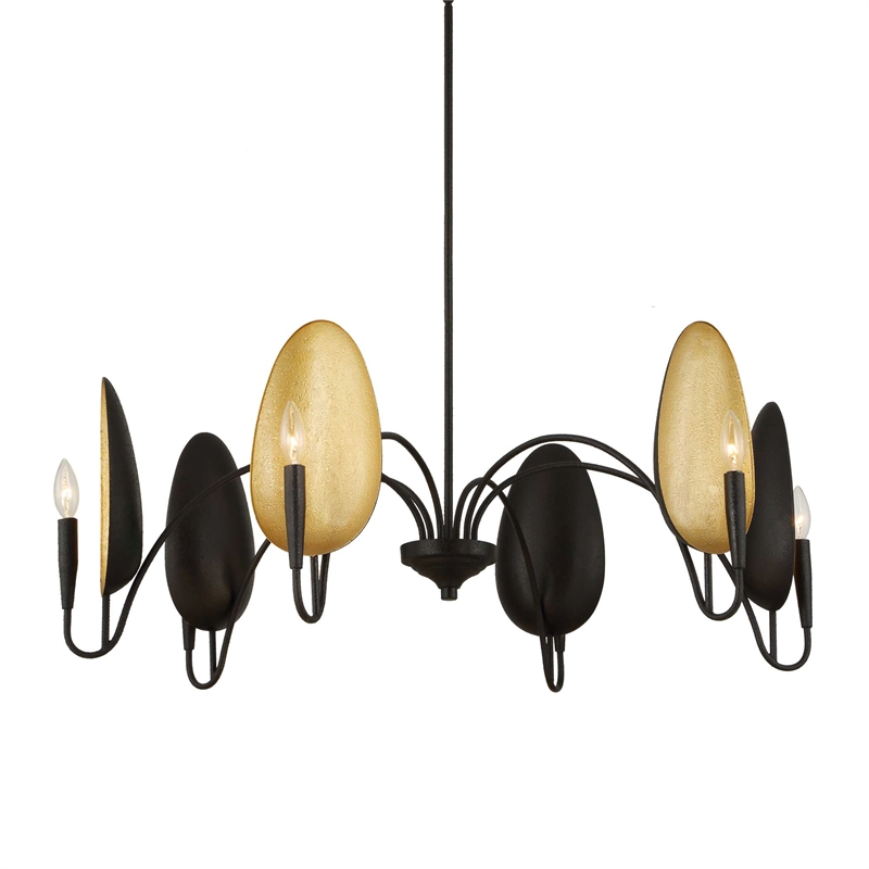 Uttermost Warwick 6 Light Matte Black Chandelier in Black