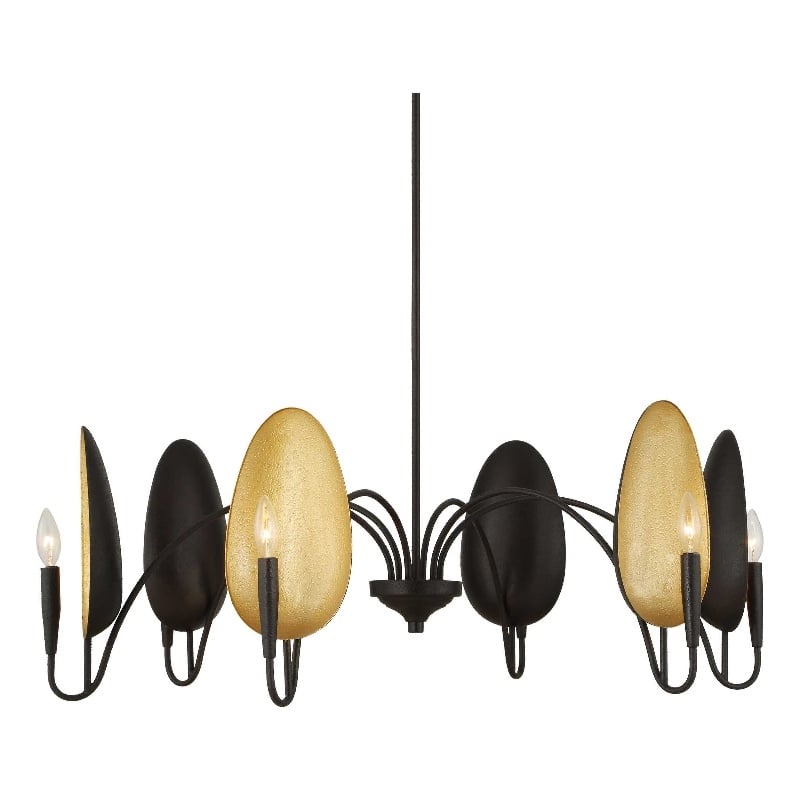 Uttermost Warwick 6 Light Matte Black Chandelier in Black