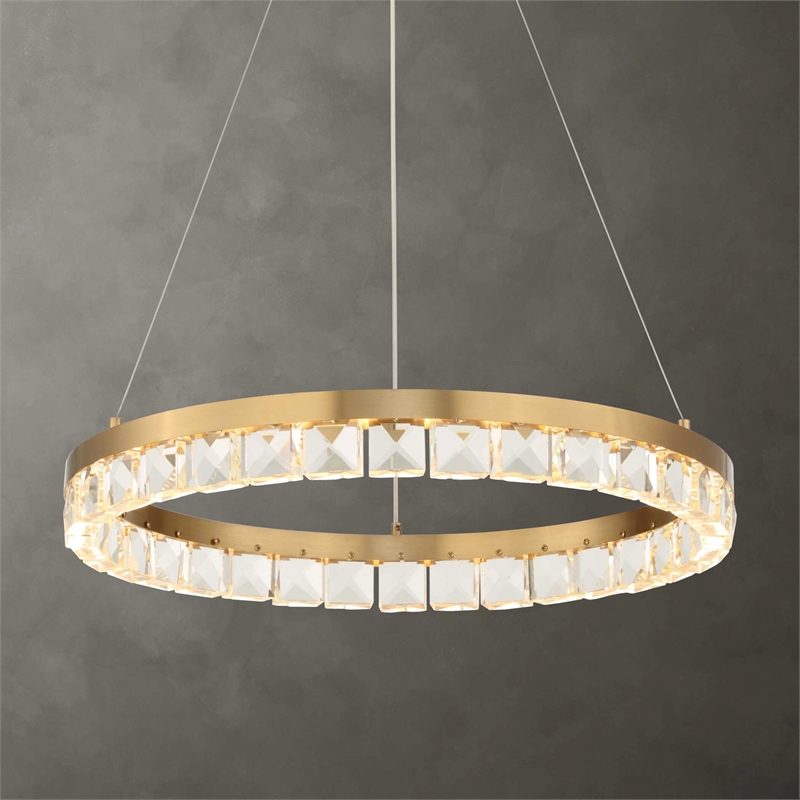 Uttermost Segovia Round Crystal LED Chandelier in Brass