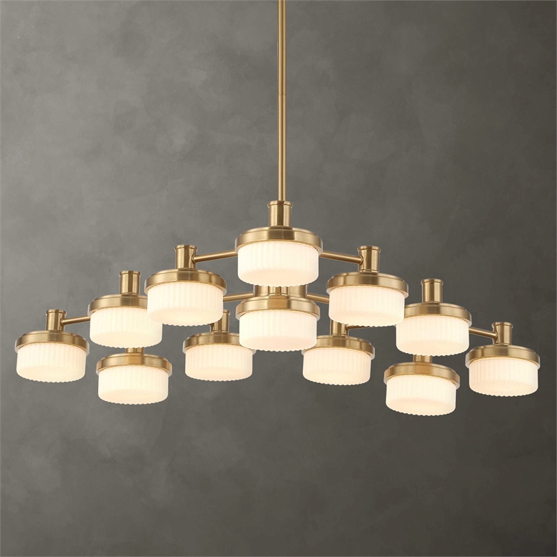 uttermost wedge 12 lt led brass chandelier in brass