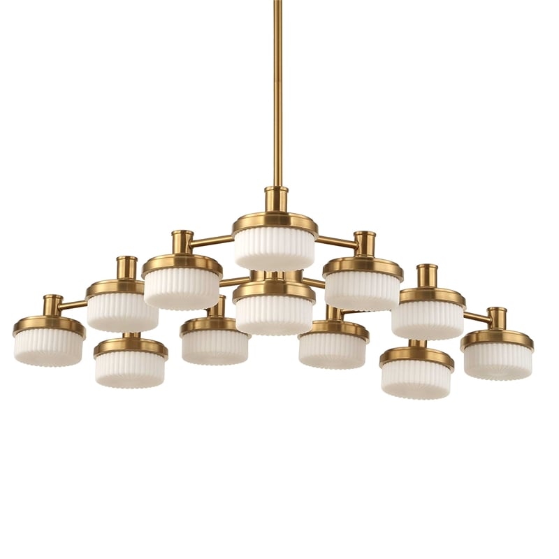 uttermost wedge 12 lt led brass chandelier in brass