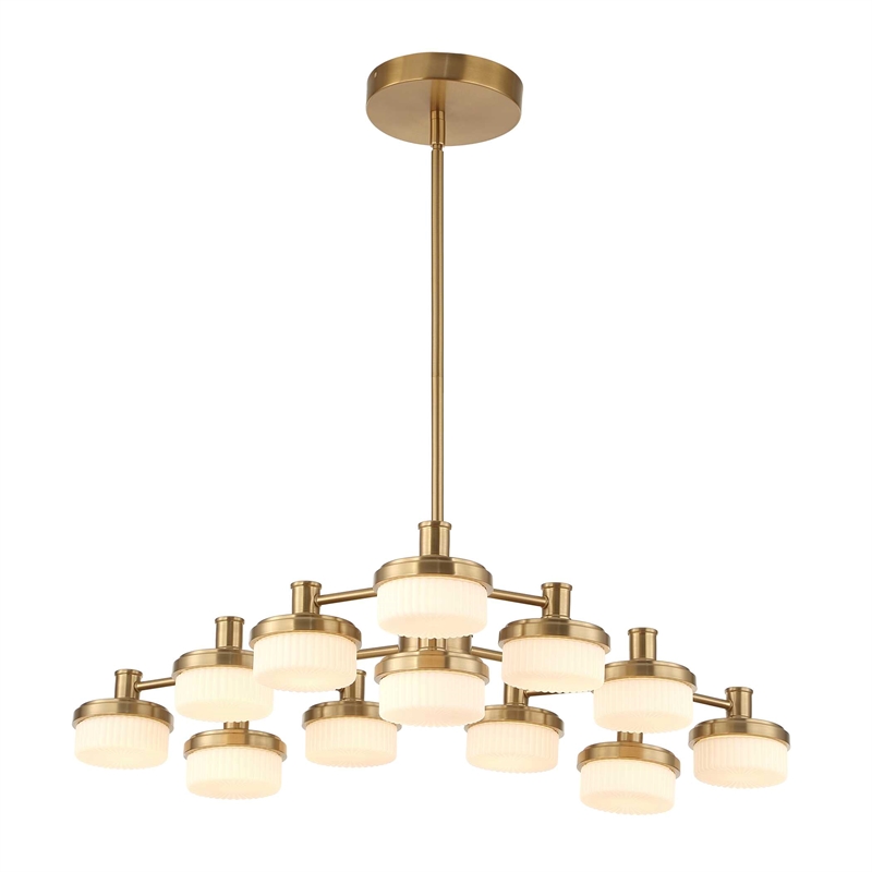 uttermost wedge 12 lt led brass chandelier in brass