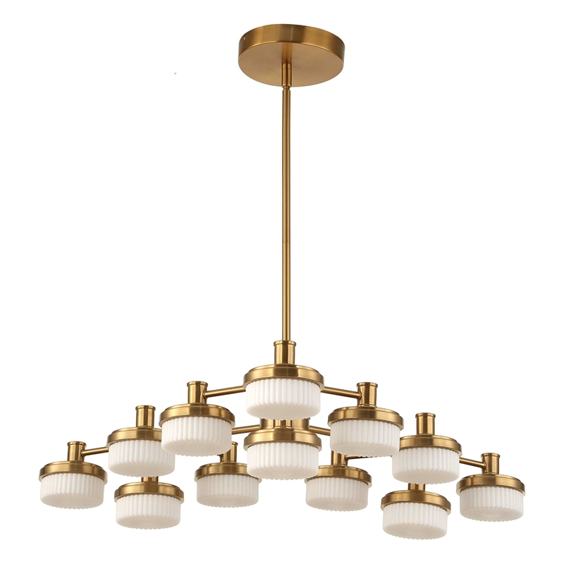 uttermost wedge 12 lt led brass chandelier in brass