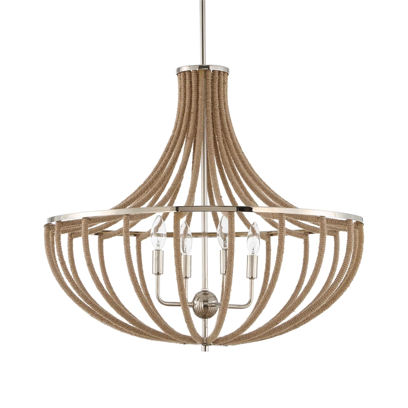 Uttermost Lovelock 4 Light Rope Empire Chandelier in Nickel
