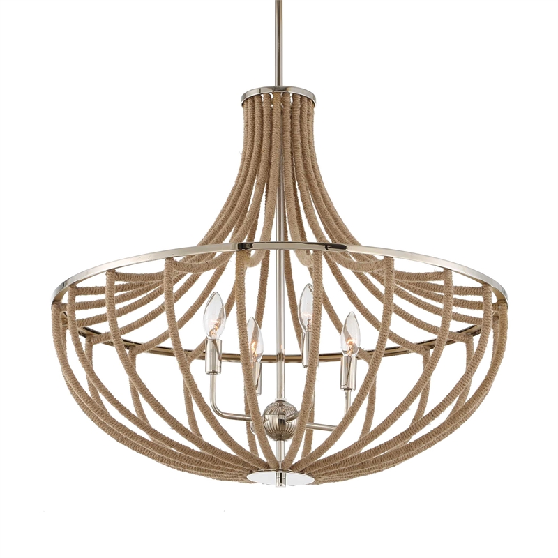 Uttermost Lovelock 4 Light Rope Empire Chandelier in Nickel
