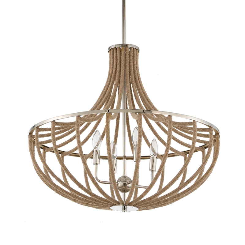 Uttermost Lovelock 4 Light Rope Empire Chandelier in Nickel