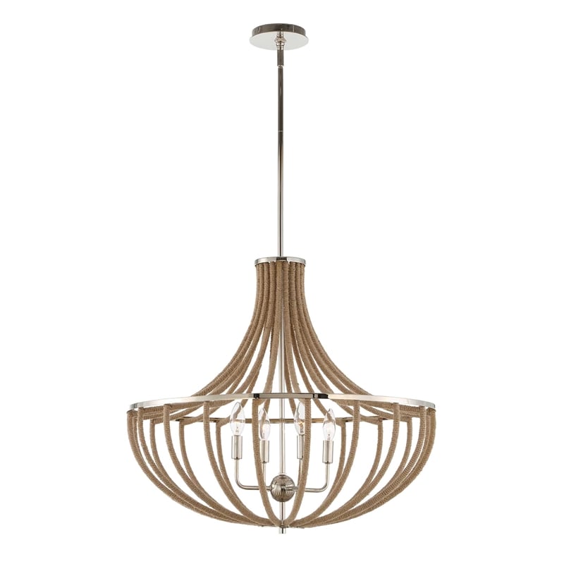 Uttermost Lovelock 4 Light Rope Empire Chandelier in Nickel