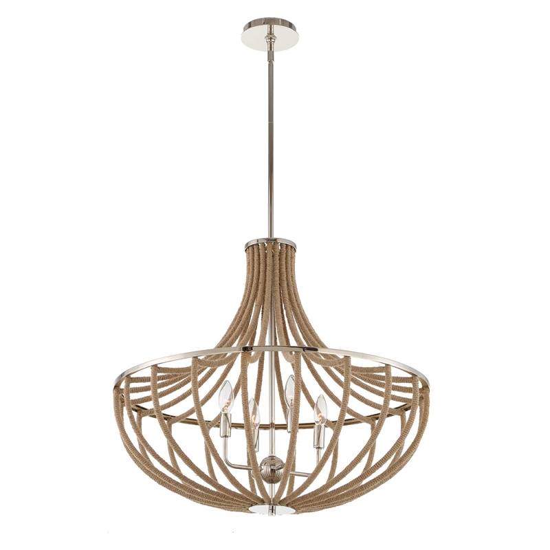 Uttermost Lovelock 4 Light Rope Empire Chandelier in Nickel