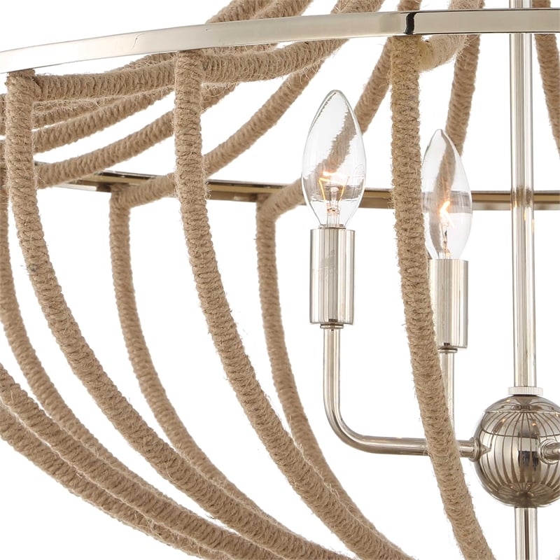 Uttermost Lovelock 4 Light Rope Empire Chandelier in Nickel