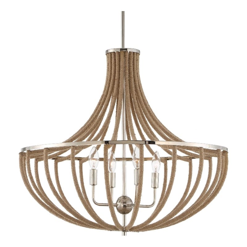 Uttermost Lovelock 4 Light Rope Empire Chandelier in Nickel