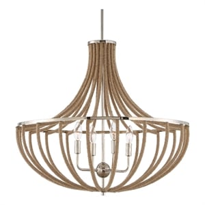 Uttermost Lovelock 4 Light Rope Empire Chandelier in Nickel