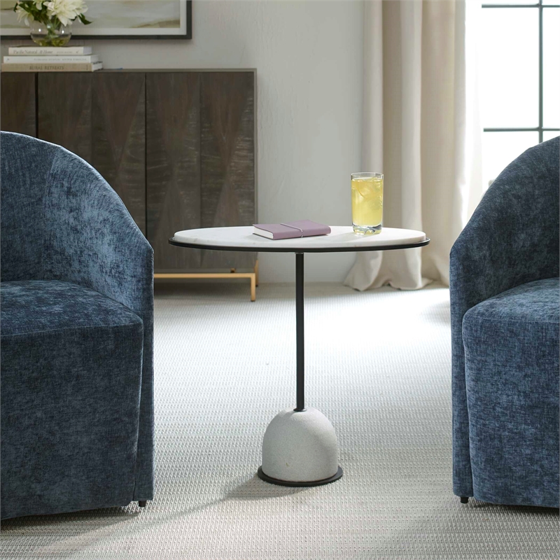 Uttermost Morro White Marble Side Table