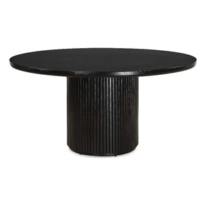 Uttermost Hersch Solid Oak Wood Round Dining Table in Rich Black