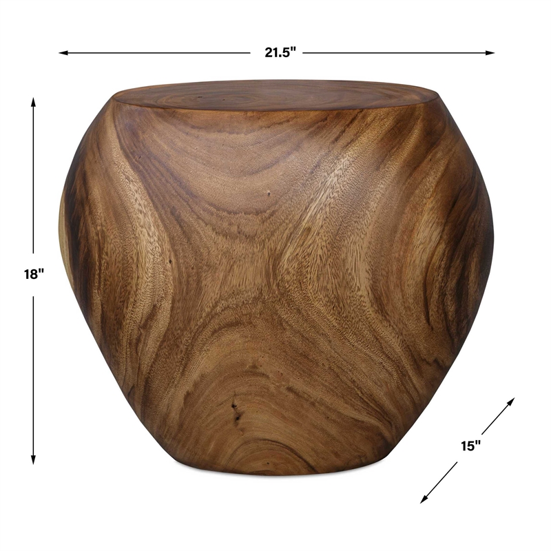 Uttermost Lomas Solid Wood Accent Stool in Natural
