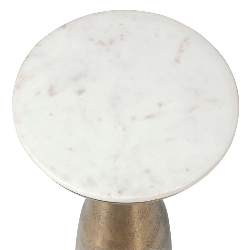 Uttermost Torin Marble & Brass Drink Table in Antique Brass