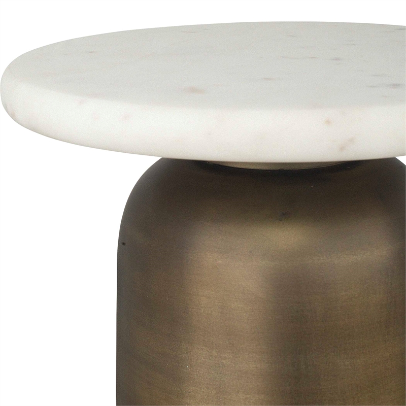 Uttermost Reiss Marble & Brass Drink Table in Antique Brass